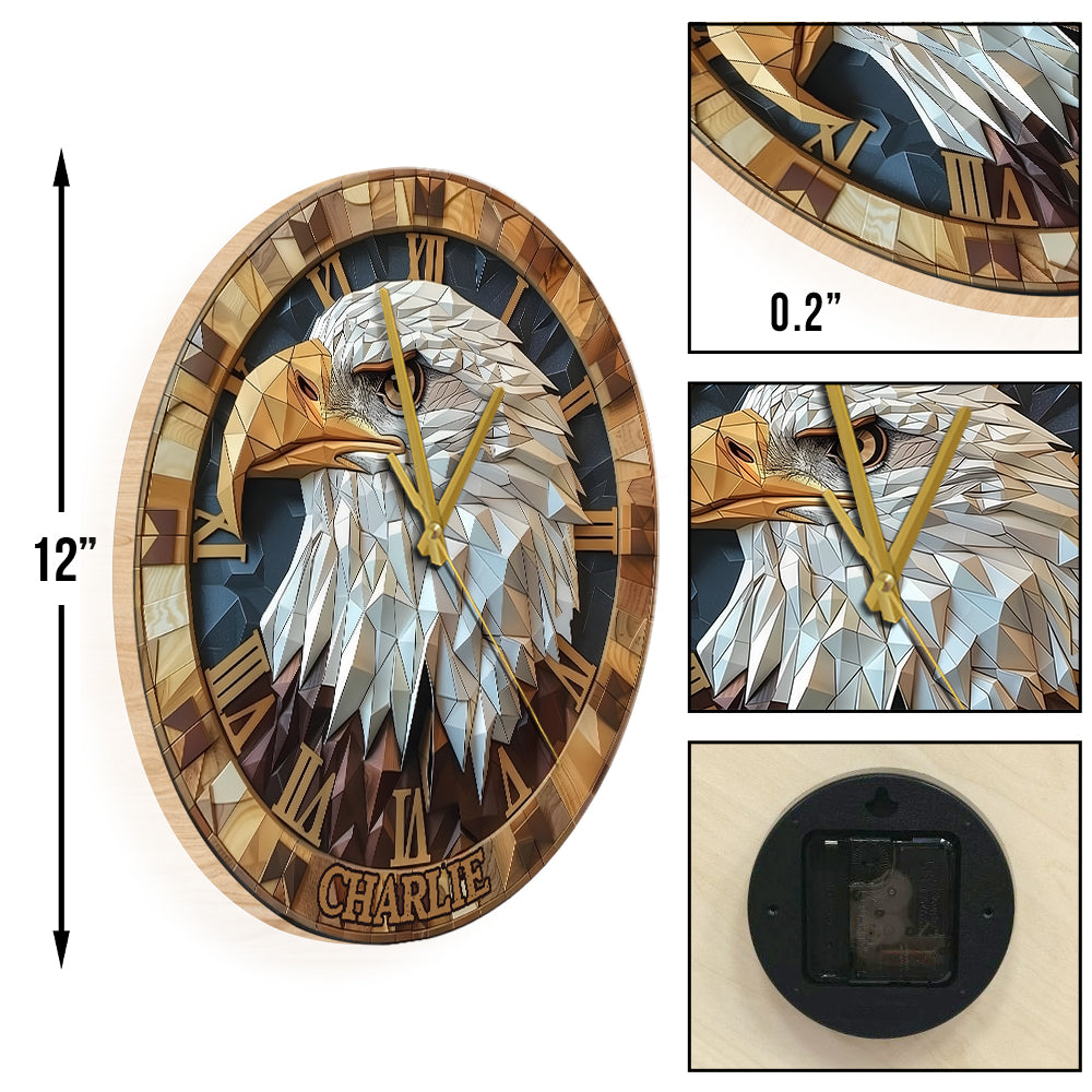Love Bald Eagle - Personalized Bald Eagle Wall Clock