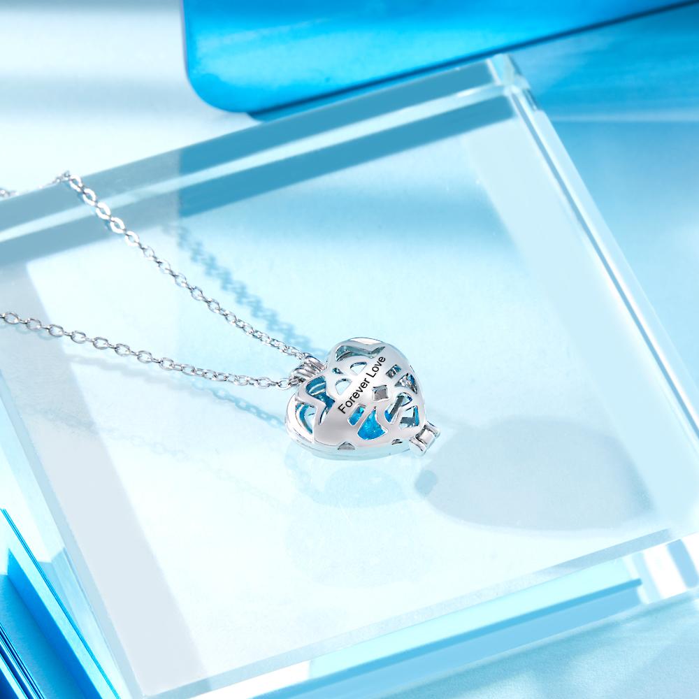 Any Message - Personalized Heart Pendant Necklace With Birthstone