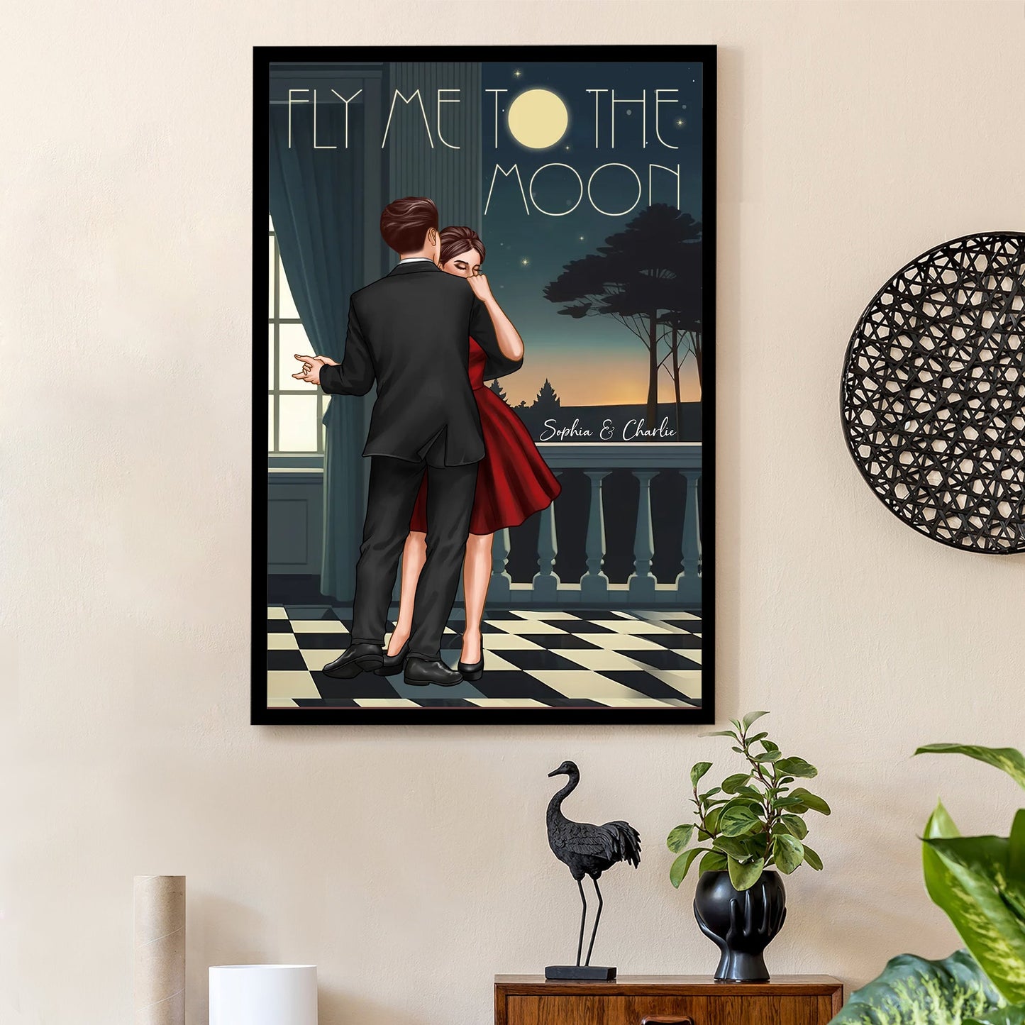 Celebrate Your Love and Passion for Dance - Couple Dancing In Moonlight Couple Anniversary Gift Valentine's Day Gift Personalized Poster