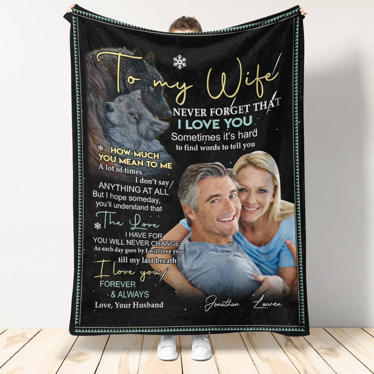 Custom Fleece Blanket for Couples – Heartfelt To My Wife I Love You Design, Warm Lightweight Throw, Unique Anniversary Gift
