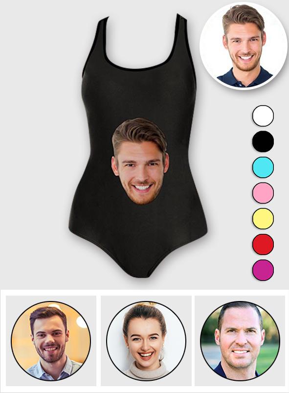 Custom Face Swimsuit - Personalized Couple One Piece Swimwear