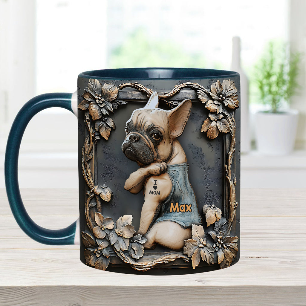 I love Mom - Personalized Dog Accent Mug