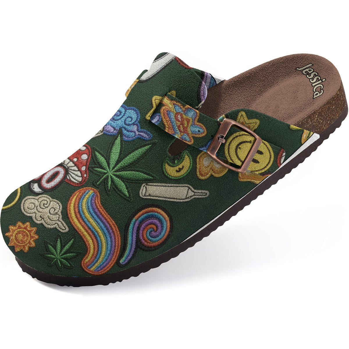 Green Buds Aesthetic - Personalized Weed Clogs With Arch Support