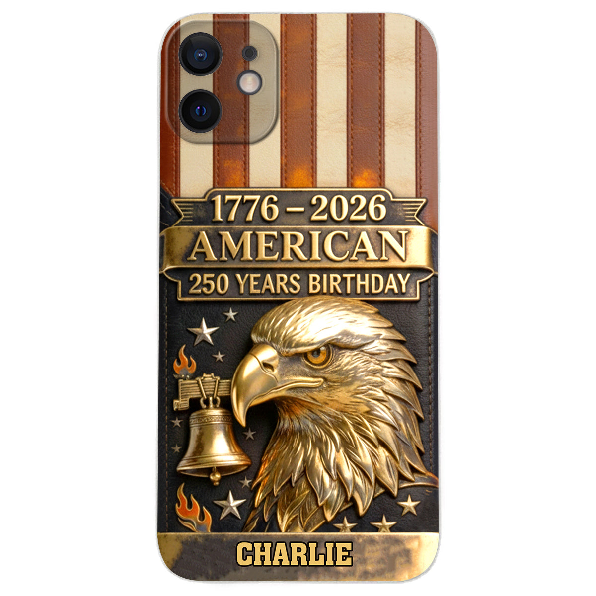 250th Anniversary - Personalized Bald Eagle Leather Phone Case