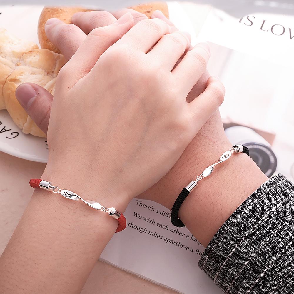 Any Names - Personalized Couple Engraved Rope Bracelet