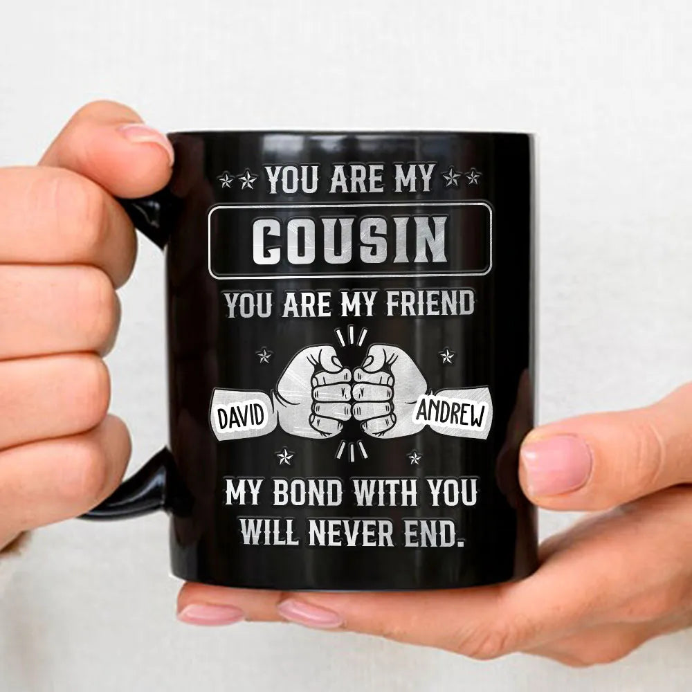 Personalized Full Color Mug With Brotherhood Quote And Fist Bump Graphic - Unique Gift For Brother For Coffee Time
