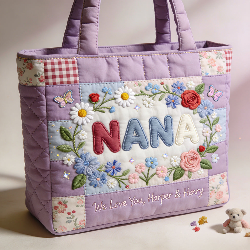 Custom Any Title - Personalized Mother Quilted Tote Bag