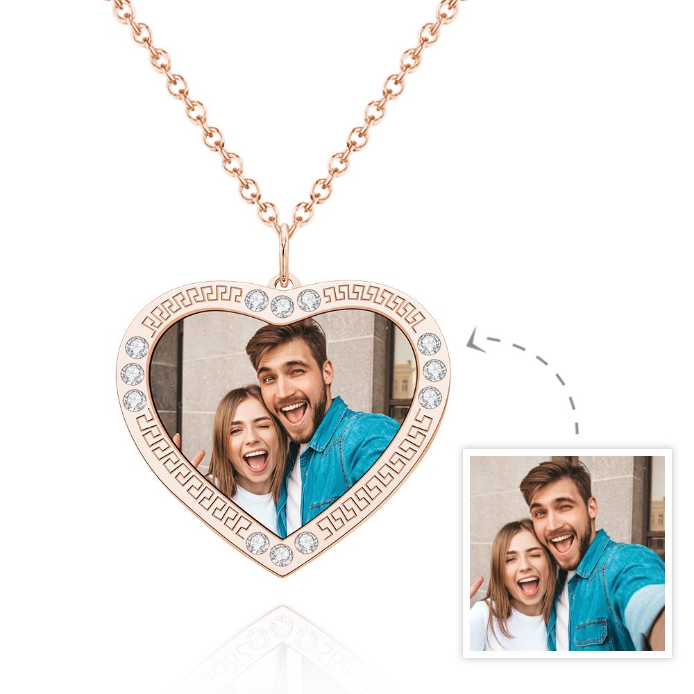 Any Photo - Personalized Photo Necklace Heart Diamond