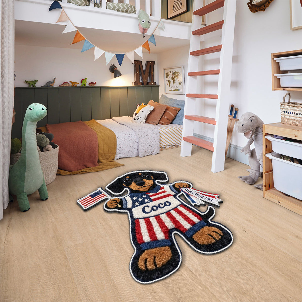 Happy 4th Of July - Personalized Dog Non-Slip Tufted Rug