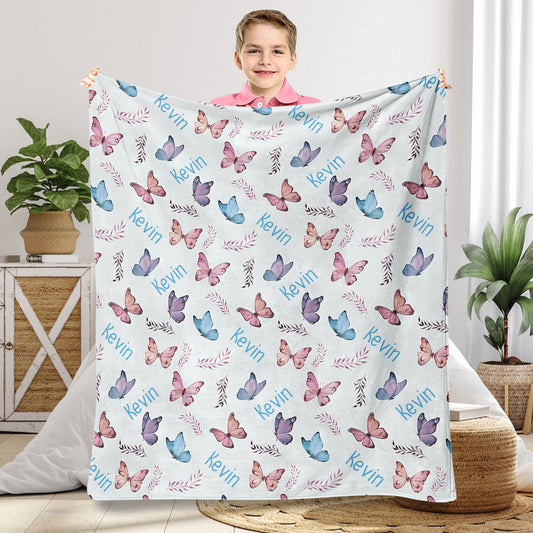 Butterfly Custom Name - Personalized grandson Blanket