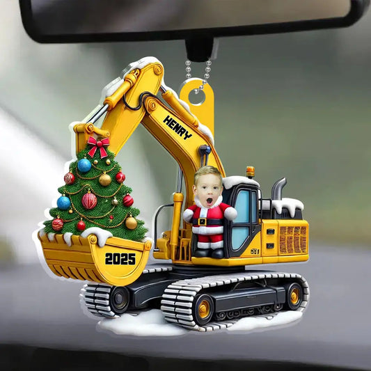 Personalized Funny Construction Car Hanger - Custom Name Ornament Gift