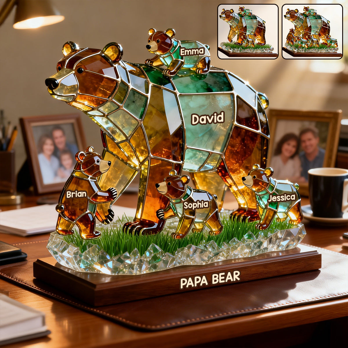 Best Dad/Grandpa Ever Strong Bear - Personalized Father Custom Shaped Acrylic Plaque