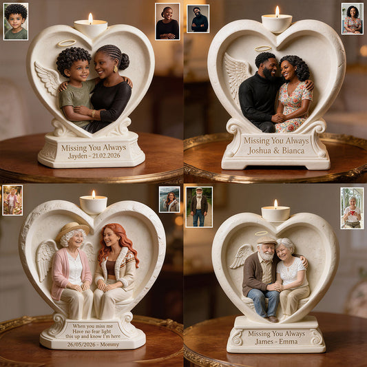 In Loving Memory - Personalized Memorial Custom Shape Wooden Candle Holder