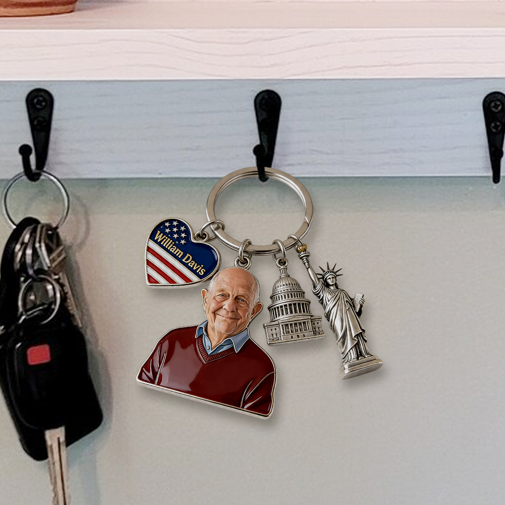 Custom Any Photo - Personalized Patriot Premium Keychain With Charms