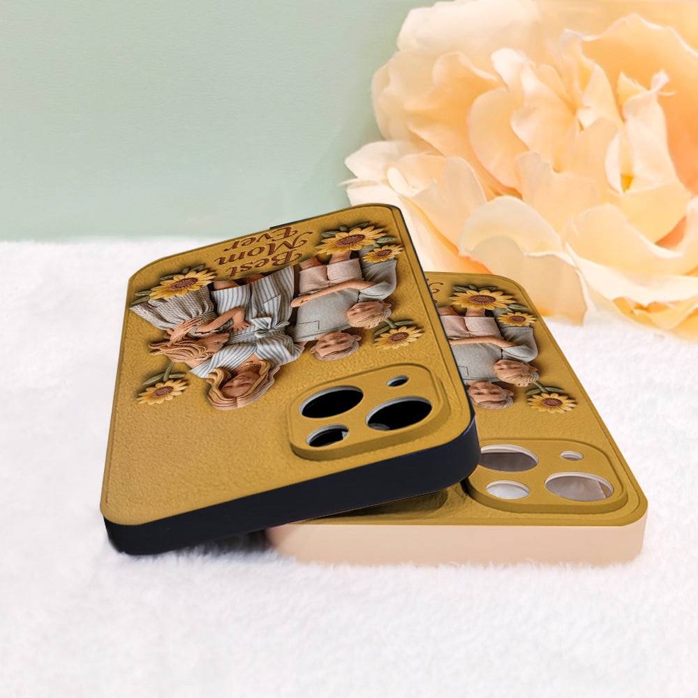 Best Mom Ever - Personalized Mother 3D Embossed Leather Phone Case