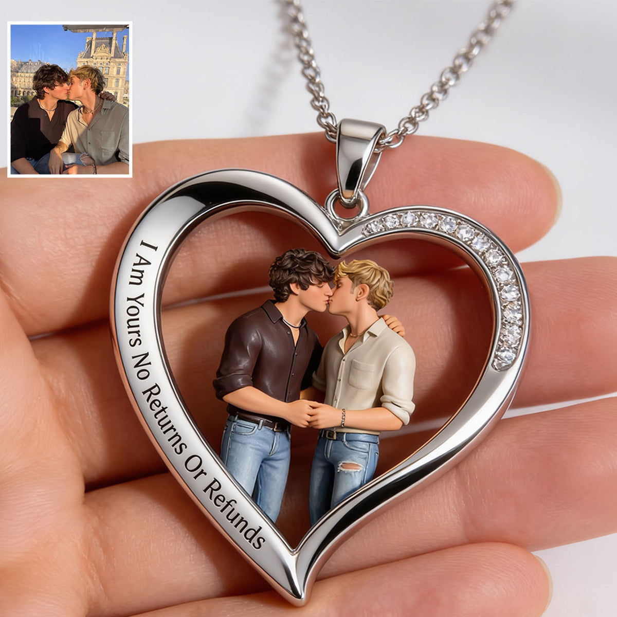 I Love You - Personalized LGBT Support Shaped Metal Pendant Necklace