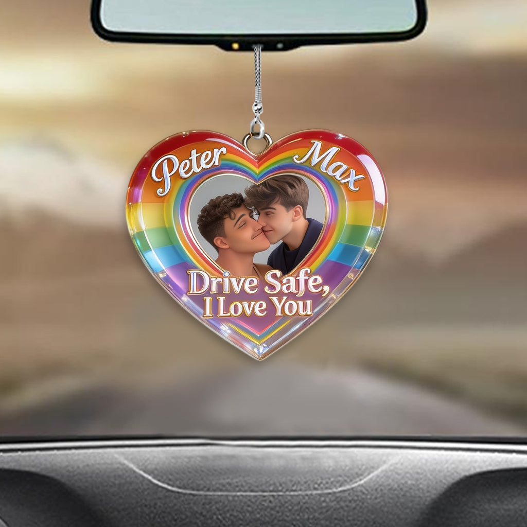 Drive Safe - Personalized LGBT Support Shaped Fur Pillow & Car Ornament