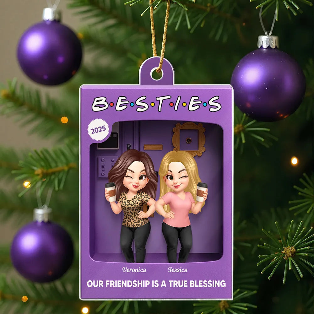 Christmas Decor/Car Charm: Personalized Besties Acrylic Ornament (2-5 Women) - A Sweet Friendship Holiday Keepsake