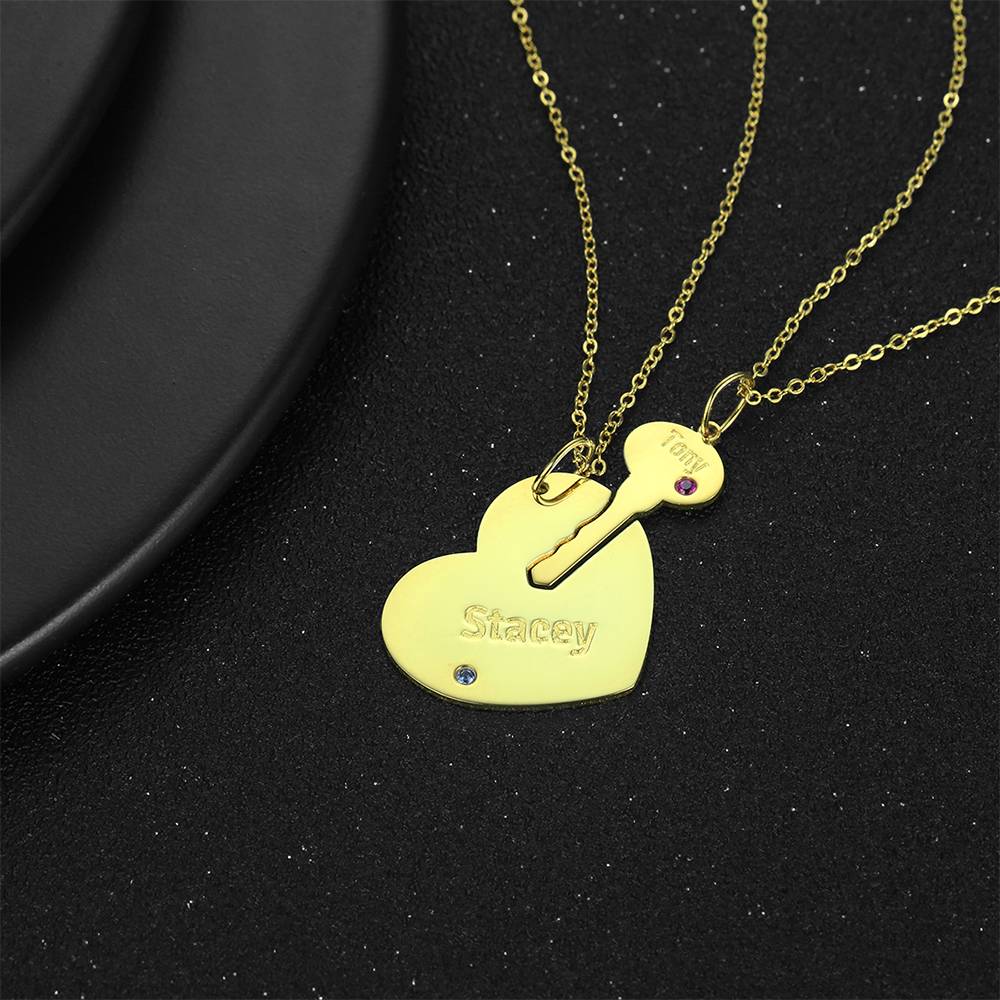 You Are My Key - Personalized Couple Engraved Name Couple Necklace