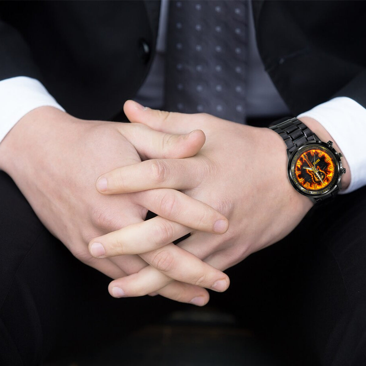 Fire Guitar - Personalized Guitar Hand Watch