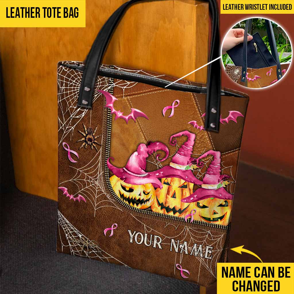 Halloween Vibes - Breast Cancer Awareness Personalized Tote Bag