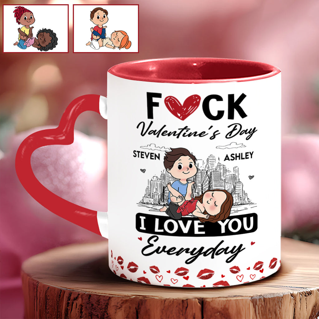 I Love You - Personalized Couple Heart Handle Mug