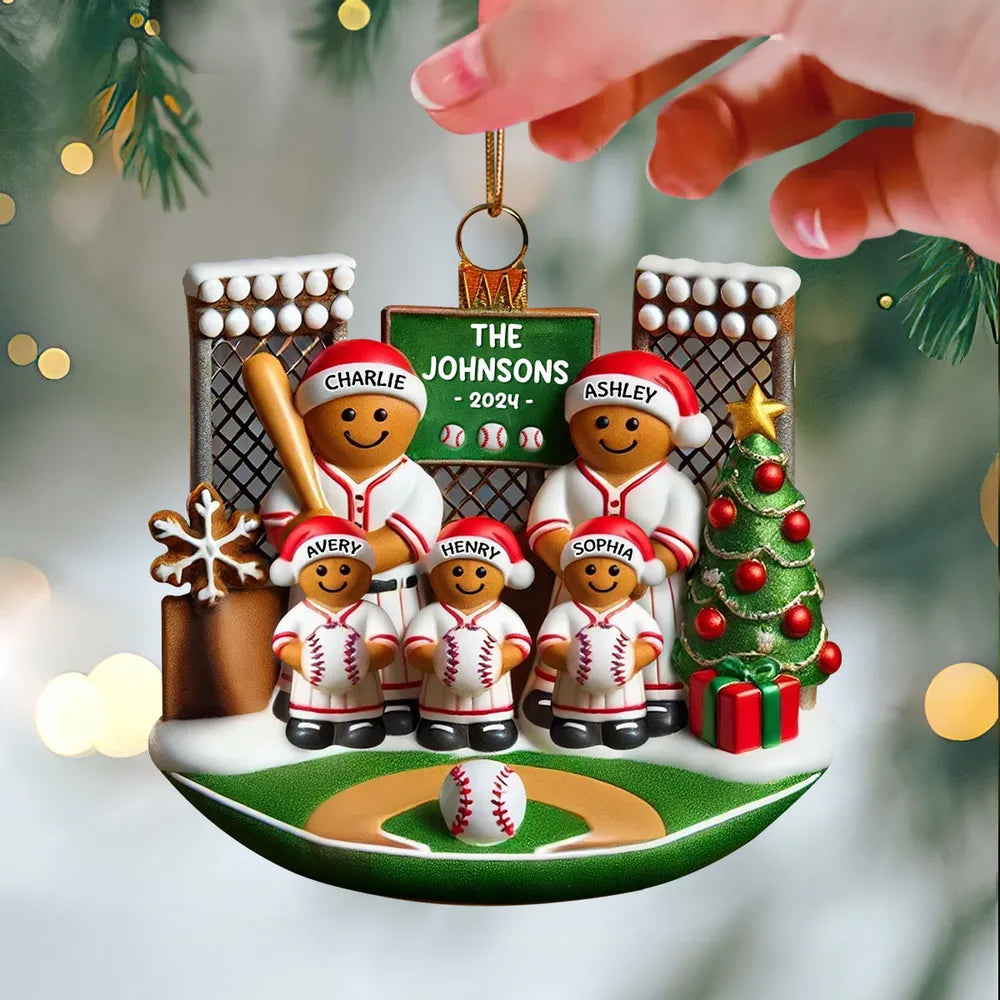 Custom Baseball Family Christmas Ornament - Personalized Holiday Keepsake