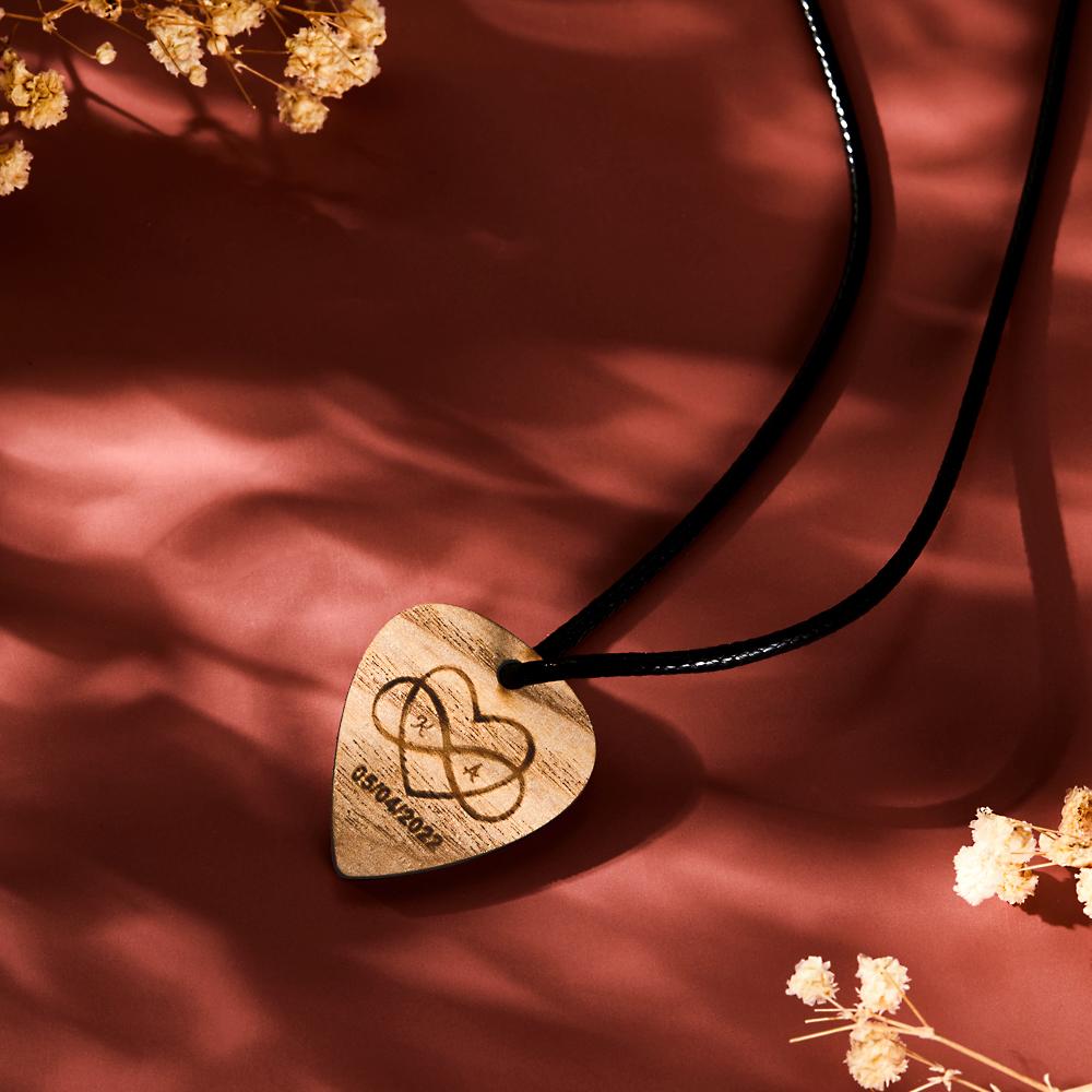 Forever And Always - Personalized Couple Photo Wooden Necklace