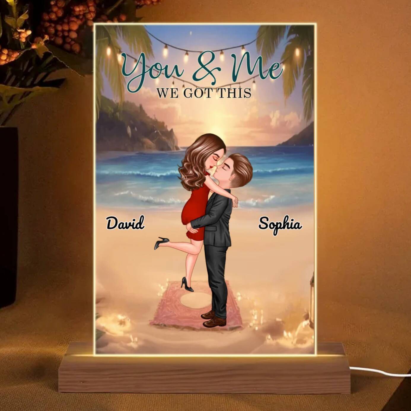 "My Missing Piece Personalized Wooden Acrylic & LED Plaque – Perfect for Any Gift Occasion"