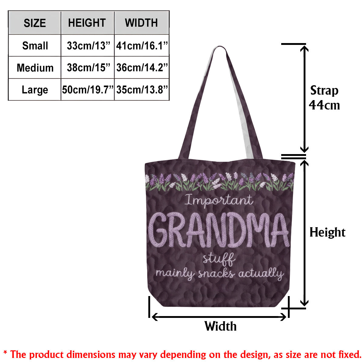 Important Nana Stuff Mainly Snacks Actually - Personalized Grandma Quilted Tote Bag