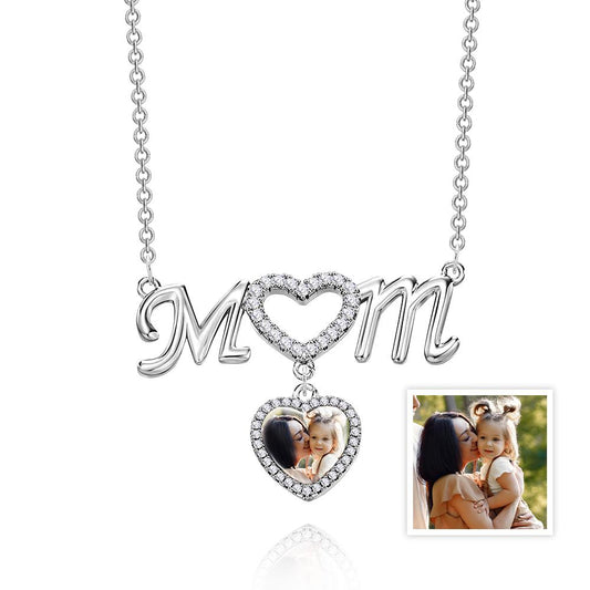 I Love You Mom - Personalized Mother Photo Heart Mom Necklace