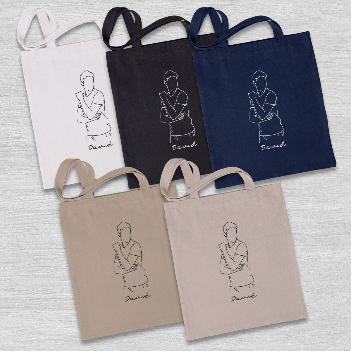 Custom Photo Line Art - Personalized grandson Embroidered Tote Bag