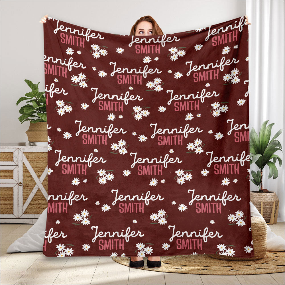 Daisy Custom Name - Personalized Sibling Blanket