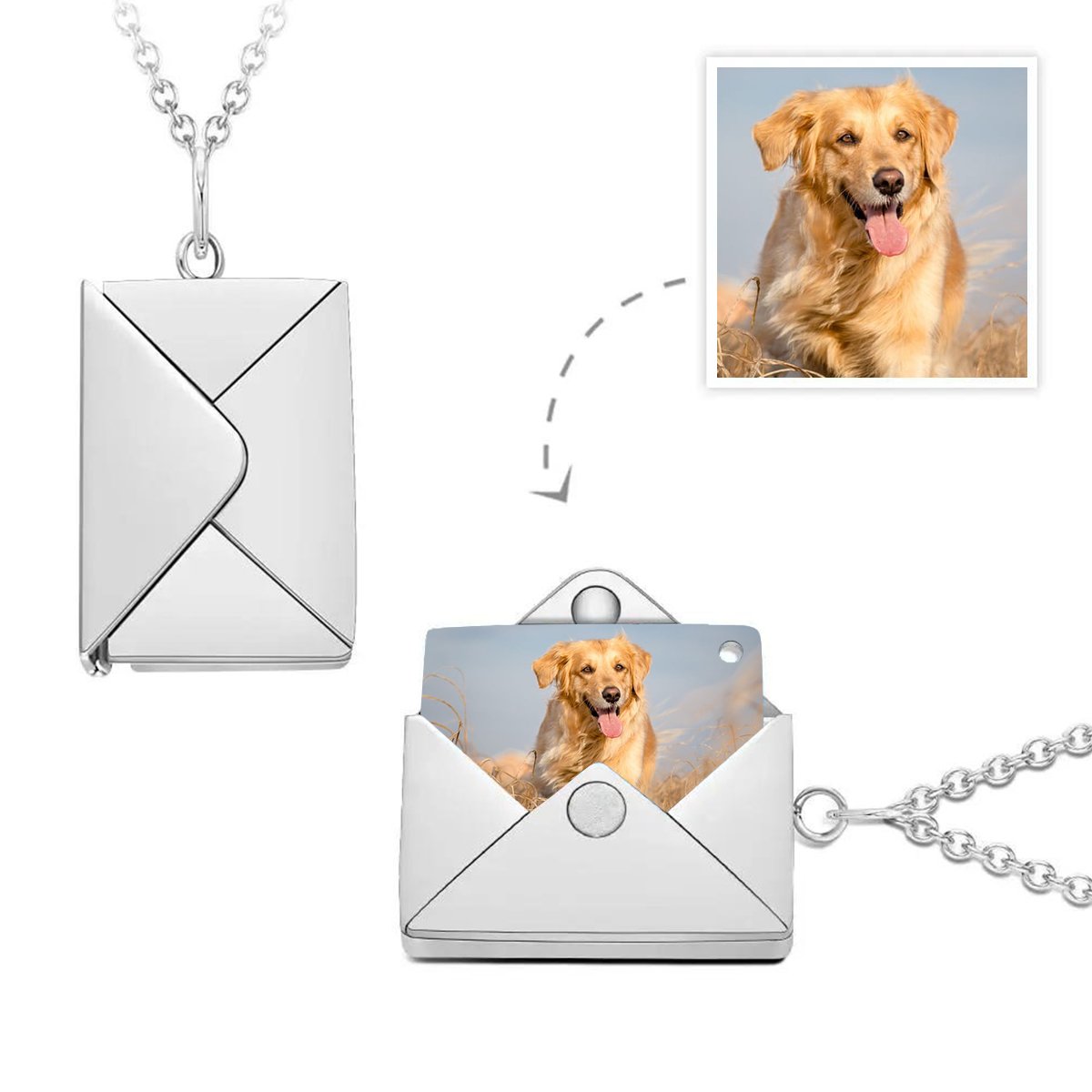 Any Photo Letter Envelope - Personalized Envelope Necklace