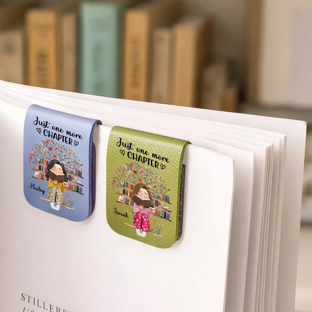 Personalized Leather Magnetic Bookmark Just One More Chapter Cute Bookworm Gift For Book Lover Reading Nights