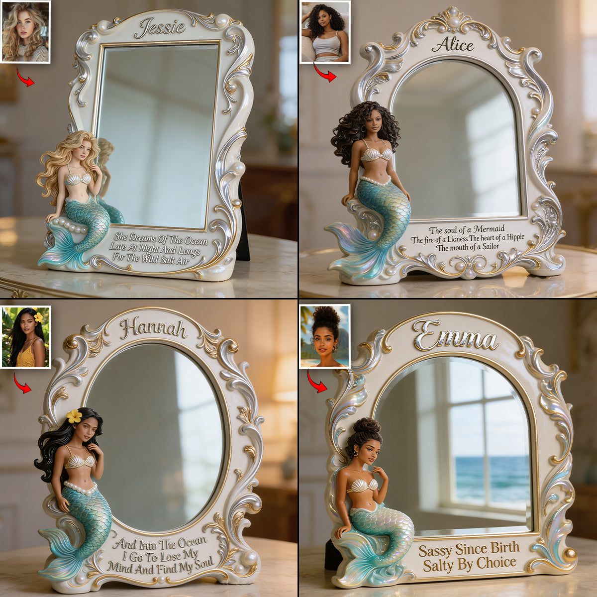 Be A Mermaid - Personalized Mermaid Desk Mirror