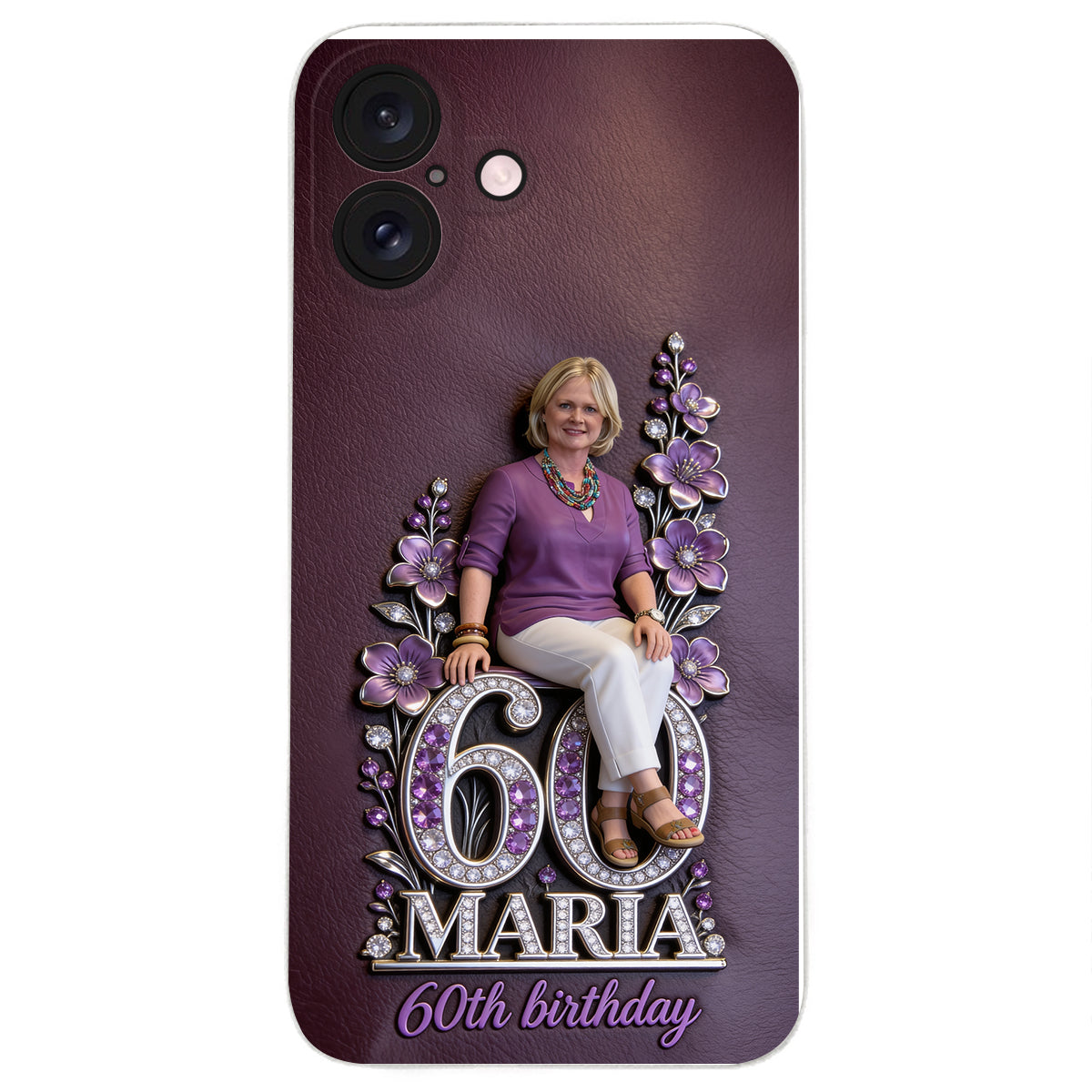 Custom Any Photo Perfect Gift For Mom, Grandma - Personalized Birthday 3D Embossed Leather Phone Case