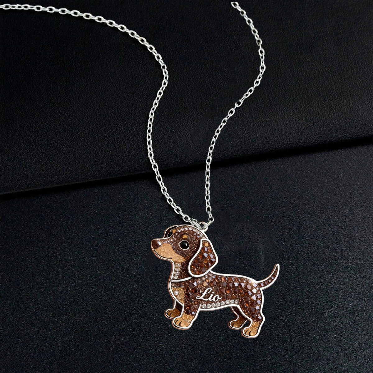 Any Pet Photo - Personalized Dog Shaped Metal Pendant Necklace