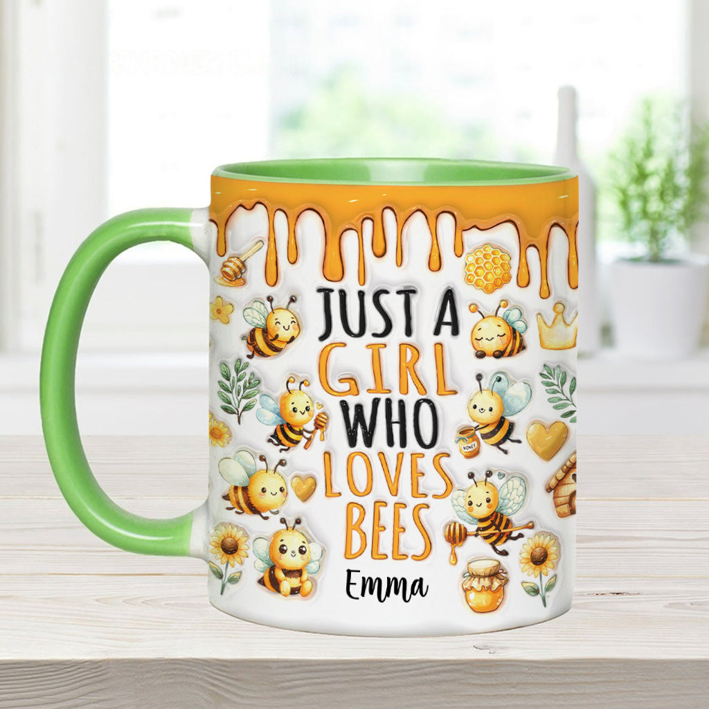 Just A Girl Who Loves Bees - Personalized Bee Accent Mug