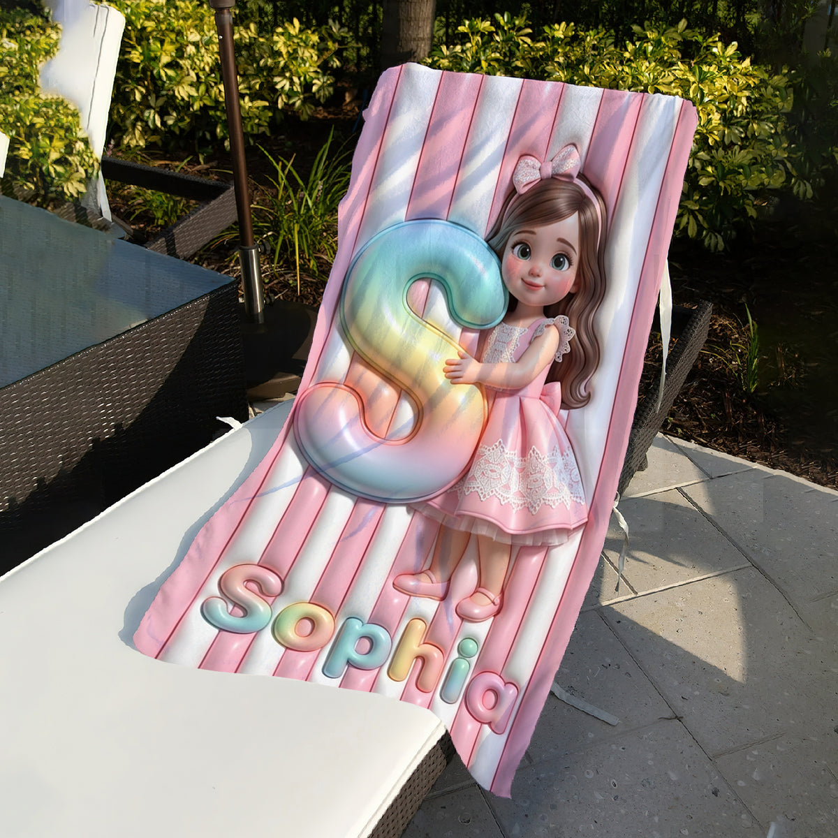 Kids Summer Letter - Personalized Kid Quick-dry Beach Towel/ Bath Towel