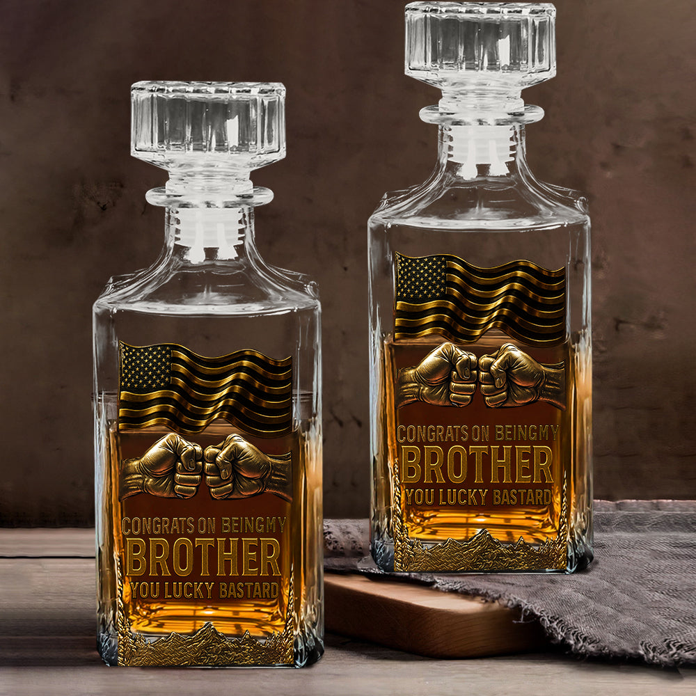 Congrat On Being My Brother - Personalized Sibling Gun Decanter With Whiskey Glass