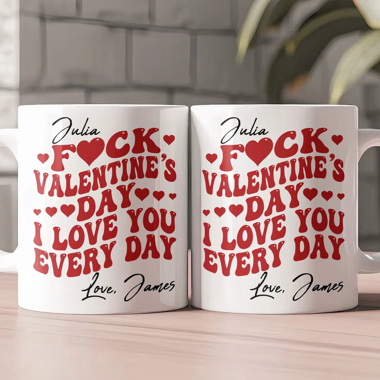 Personalized White Ceramic Mug Retro Love Quote Valentine's Day Gift - Custom Name Funny Cute Hearts Design for Girlfriend Wife