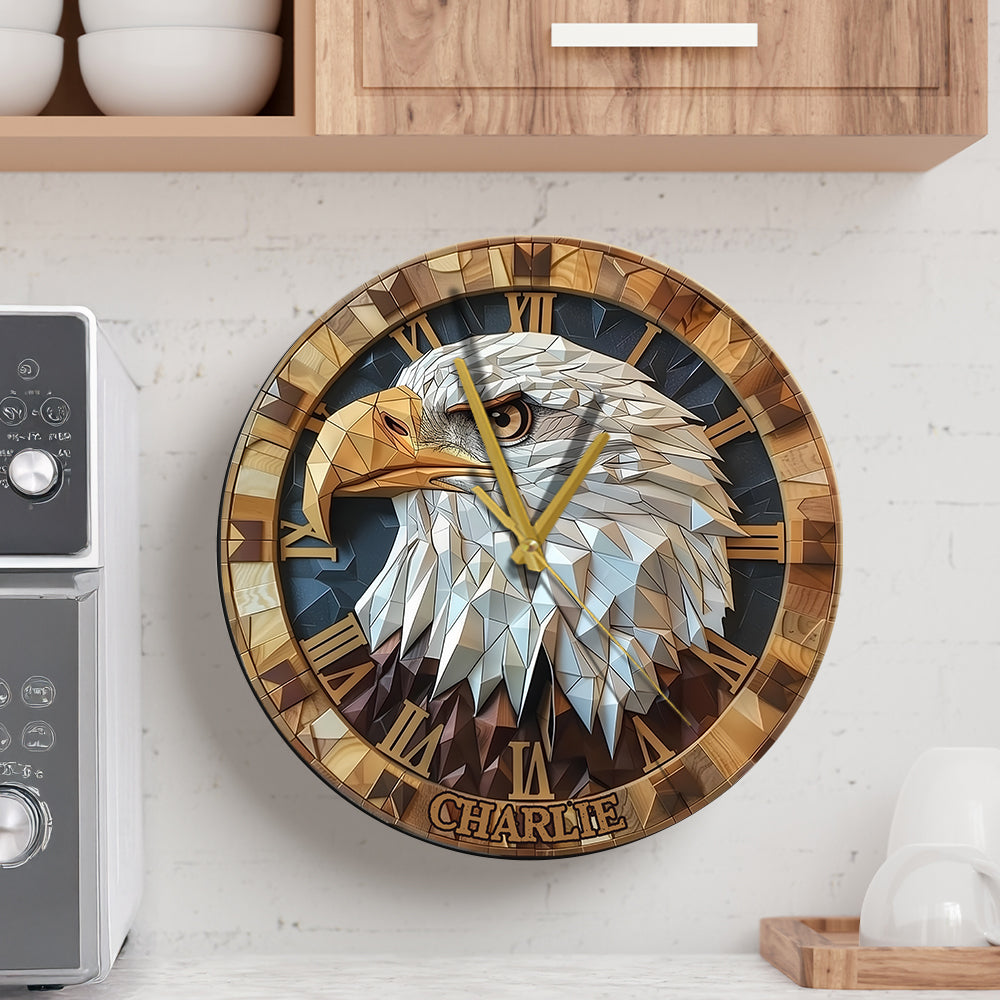 Love Bald Eagle - Personalized Bald Eagle Wall Clock