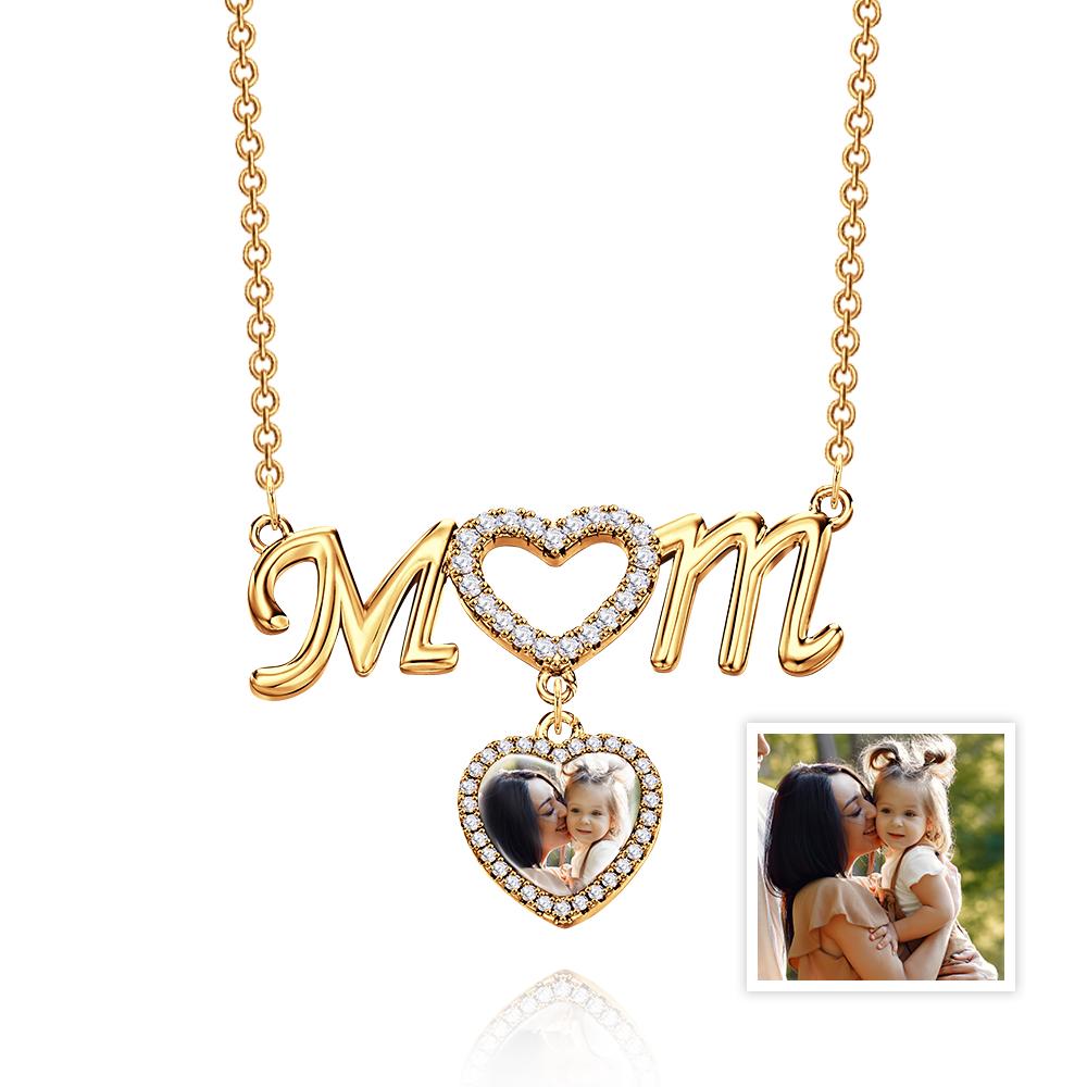 I Love You Mom - Personalized Mother Photo Heart Mom Necklace
