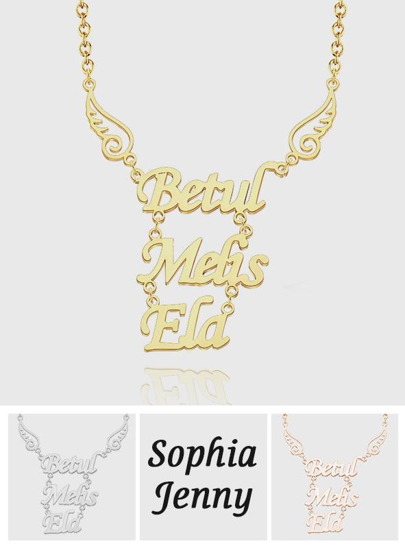 Personalized Memorial Name Necklace Angel Wings