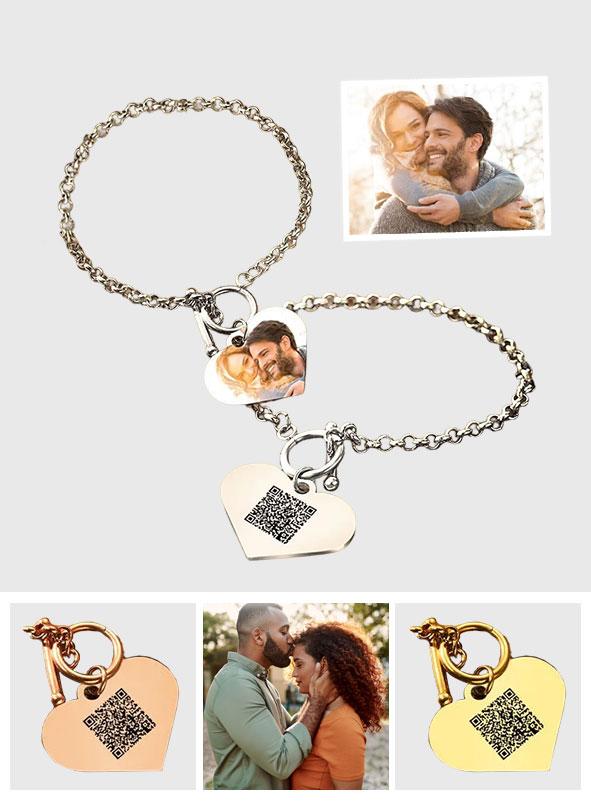 Love You - Personalized Couple QR Code Bracelets