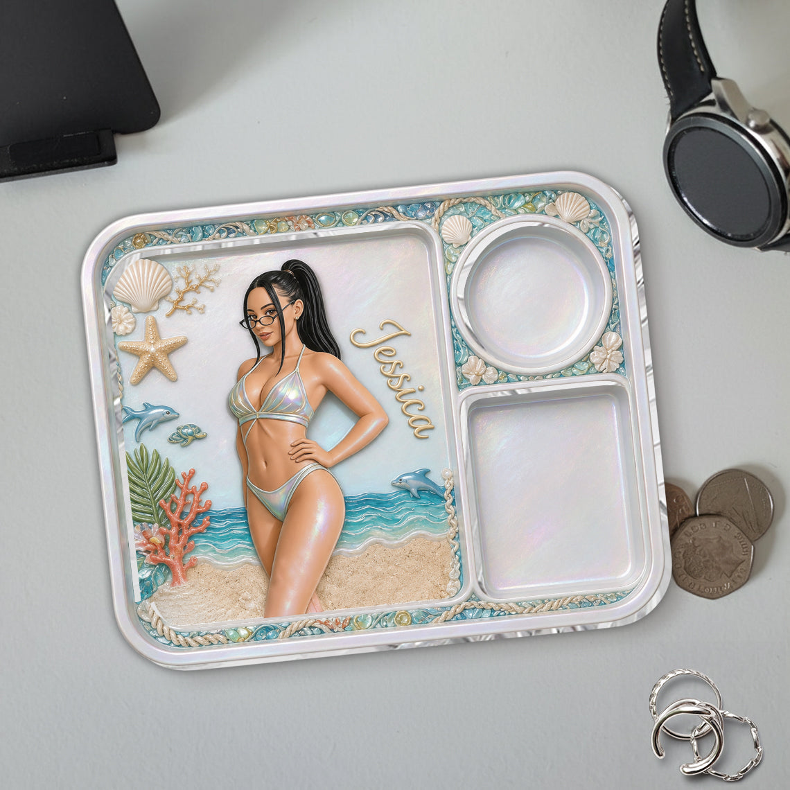 Beach Lover Jewelry Organizer - Personalized Sea Lover Catch-All Tray
