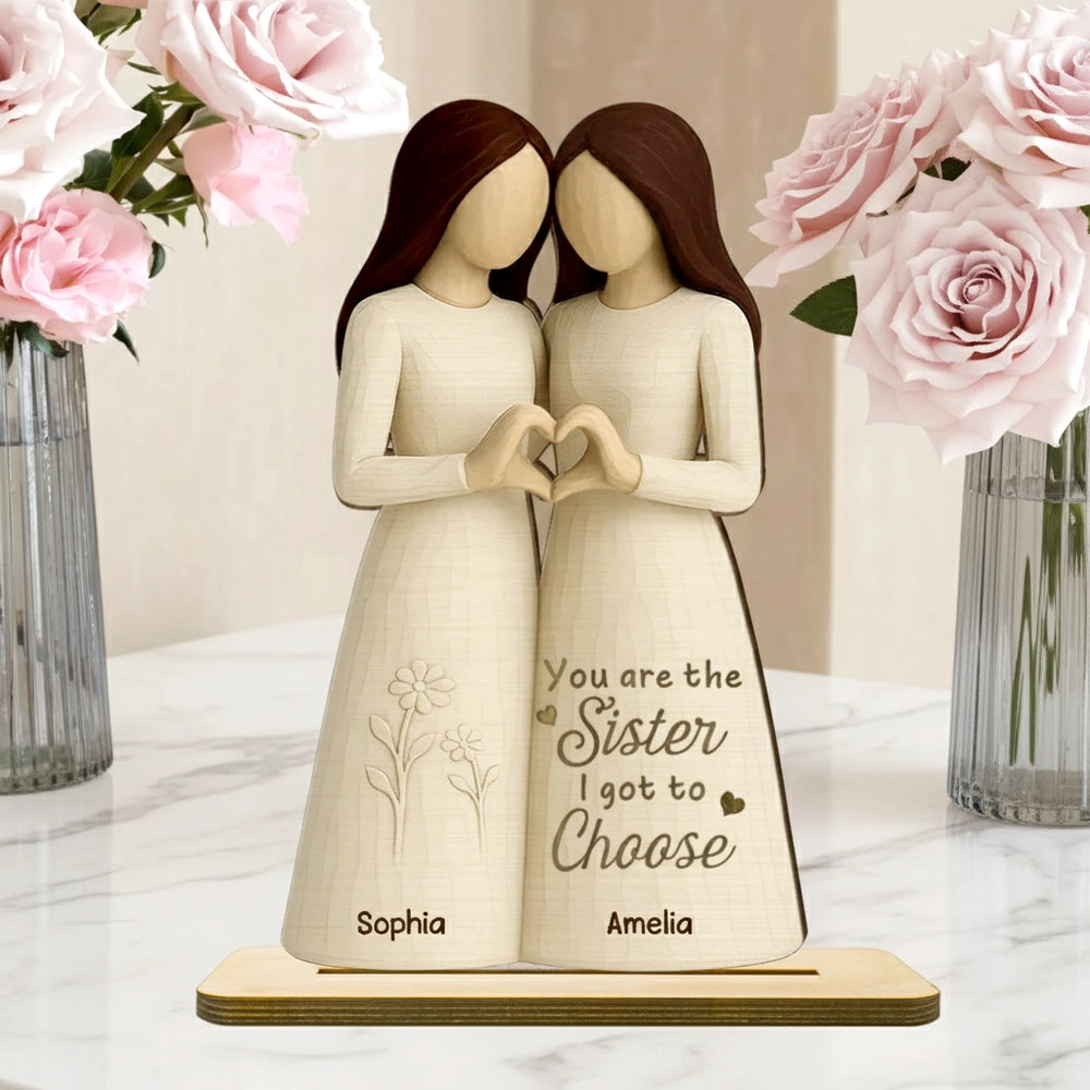 Besties Heart Hands Personalized Standing Wooden Plaque, Birthday Gift Friendship Gift for Besties, Best Friends