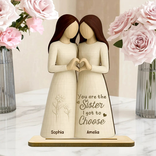 Besties Heart Hands Personalized Standing Wooden Plaque, Birthday Gift Friendship Gift for Besties, Best Friends