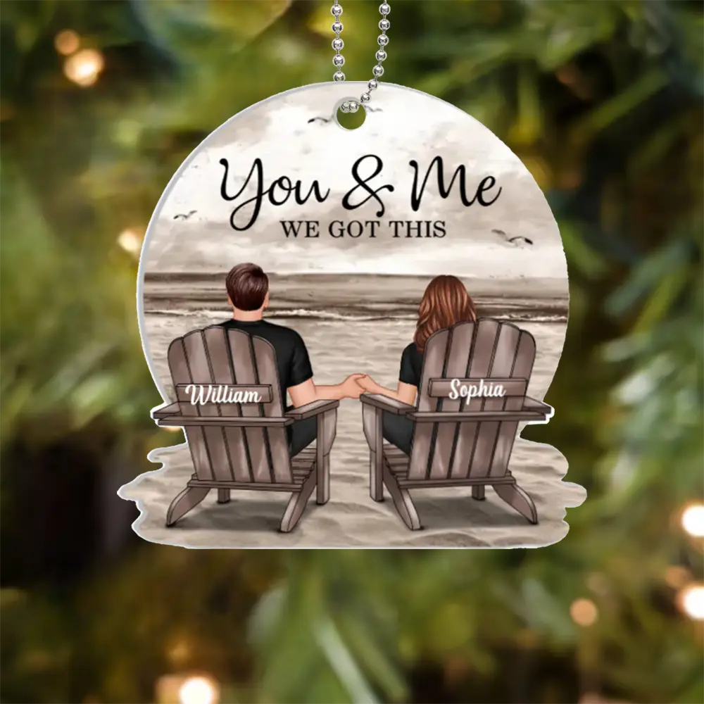 Seaside Memories - Personalized Vintage Beach Couple Acrylic Or Wooden Ornament - A Timeless Anniversary Gift for Him & Her